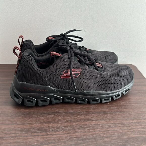 Skechers Men\'s Black Glide-Step Fasten Up Black Shoes Sz 8 main image 3
